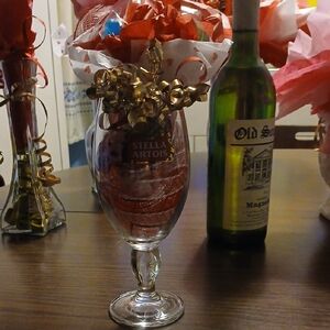 Festive Holiday Glass with Red Accents